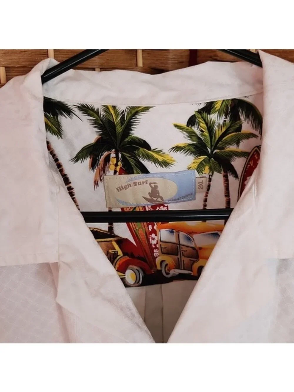 HIGH SURF, Tropical Hawaiian Surfing Palm Trees, Print Men's Vacation Shirt 2X - Picture 4 of 8